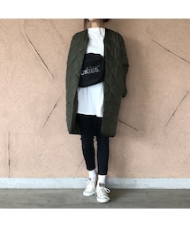 copine | 再々入荷！ノーカラーミドル丈キルティングコート/ライトアウター（2color）(ダウンジャケット/コート)