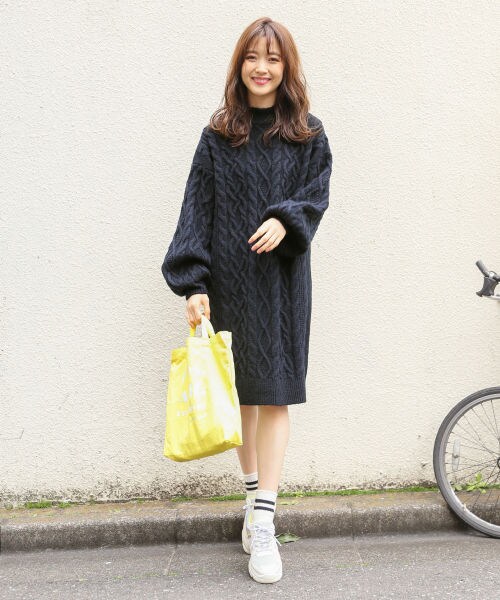 Heather（ヘザー）の「ケーブルニットワンピ－ス（ワンピース/ドレス・ホワイト/ベージュ/ネイビー）」の6枚目の写真