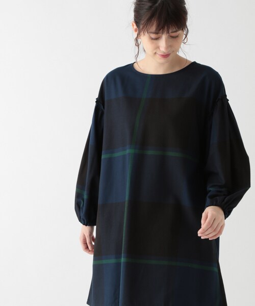 studio CLIP（スタディオクリップ）の「TRビッグチェックチュニック（ワンピース/ドレス・オフホワイト/レッド/ネイビー）」の3枚目の写真