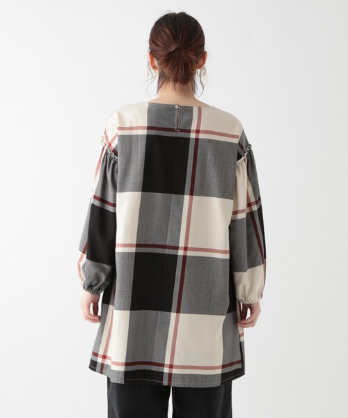 studio CLIP（スタディオクリップ）の「TRビッグチェックチュニック（ワンピース/ドレス・オフホワイト/レッド/ネイビー）」の9枚目の写真