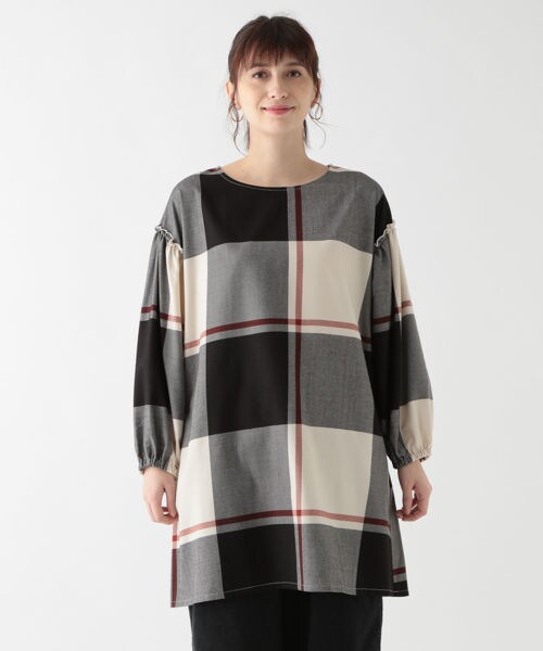 studio CLIP（スタディオクリップ）の「TRビッグチェックチュニック（ワンピース/ドレス・オフホワイト/レッド/ネイビー）」の7枚目の写真