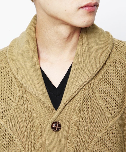 VANQUISH（ヴァンキッシュ）の「フィッシャーマンショールカラーカーディガン[VKT691]（トップス・メンズ・レッド/キャメル/ブラック・L）」の13枚目の写真