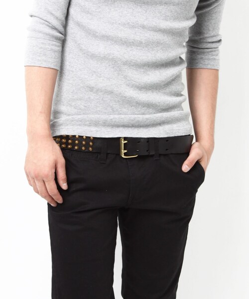 VANQUISH（ヴァンキッシュ）の「Wピンバックルスタッズベルト[VBT093]（財布/小物・メンズ・ブラウン/ブラック・2）」の6枚目の写真