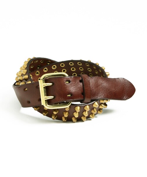 VANQUISH（ヴァンキッシュ）の「Wピンバックルスタッズベルト[VBT093]（財布/小物・メンズ・ブラウン/ブラック・2）」の3枚目の写真