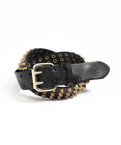 VANQUISH（ヴァンキッシュ）の「Wピンバックルスタッズベルト[VBT093]（財布/小物・メンズ・ブラウン/ブラック・2）」の2枚目の写真