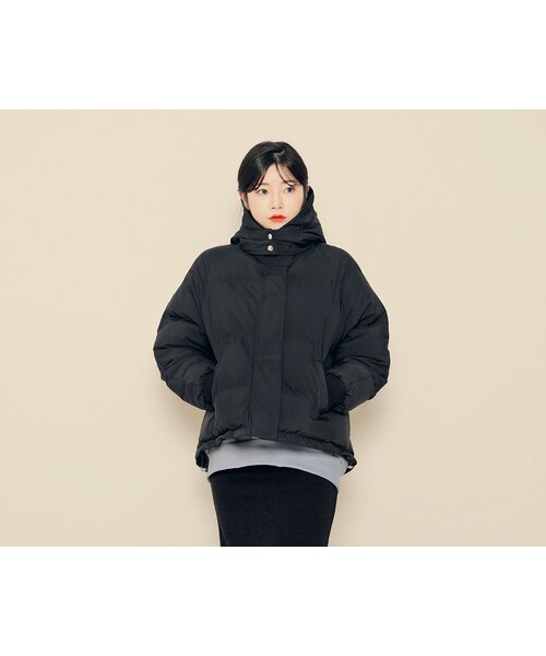 HOTPING（ホッピン）の「5Colors中綿フードショートジャケット（ダウンジャケット/コート・レディース・Yellow/Green/Pink/Black/White・フリーサイズ）」の3枚目の写真