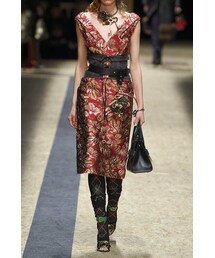 PRADA（プラダ）の「Prada - Metallic Floral-jacquard Midi Dress