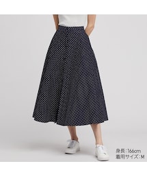 UNIQLO | フロントボタンサーキュラースカート（ドット・丈標準76～80cm）(スカート)