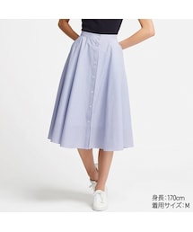 UNIQLO | フロントボタンサーキュラースカート（ストライプ・丈短め68～72cm）(スカート)