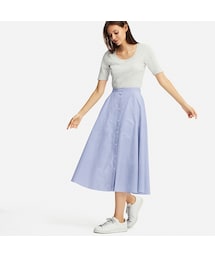 UNIQLO | フロントボタンサーキュラースカート（ストライプ・丈標準76～80cm）(スカート)