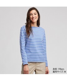 UNIQLO | ボーダーボートネックT（長袖）(Tシャツ/カットソー)