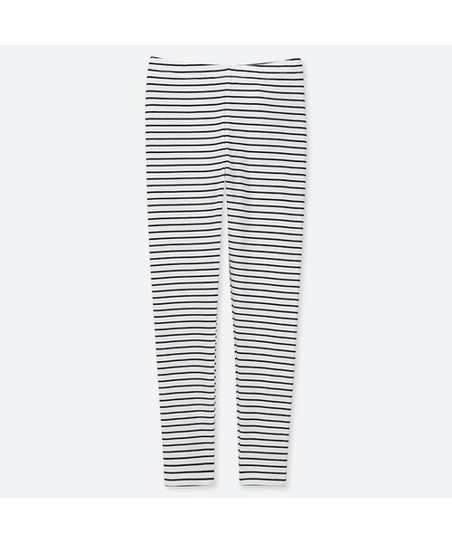 UNIQLO（ユニクロ）の「GIRLS レギンス（ボーダー・10分丈）（レギンス/スパッツ・キッズ・PURPLE 72/NAVY 69/OFF WHITE 01・160/140/130/150/120/110）」の2枚目の写真