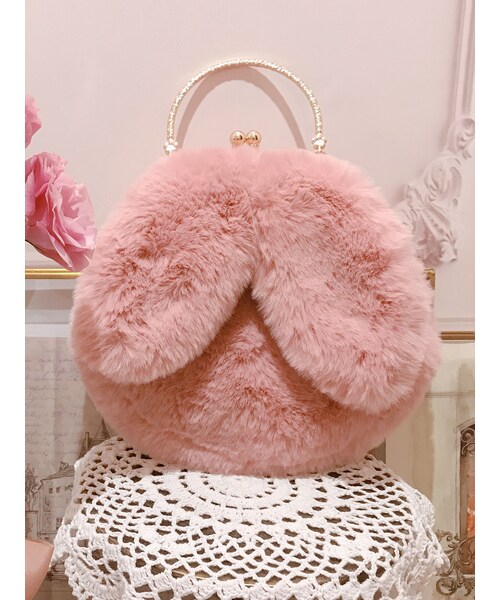 Bobon21（ボボンニジュウイチ）の「もこもこうさ耳ファーバッグ-全3色