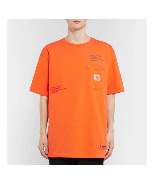 Carhartt(カーハート)の「Heron Preston + Carhartt Oversized Embroidered Cotton-Jersey T-Shirt(Tシャツ/カットソー・メンズ・Orange・M/S/XL/L/XS)」の3枚目の写真