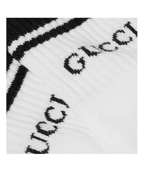 GUCCI（グッチ）の「Gucci Logo-Intarsia Stretch Cotton-Blend Socks（ソックス/靴下・メンズ・White・L/M）」の2枚目の写真