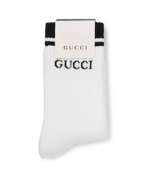 GUCCI（グッチ）の「Gucci Logo-Intarsia Stretch Cotton-Blend Socks（ソックス/靴下・メンズ・White・L/M）」の3枚目の写真