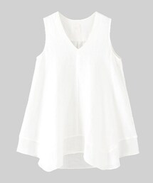 URBAN RESEARCH DOORS | リネン切替ノースリーブブラウス(トップス)