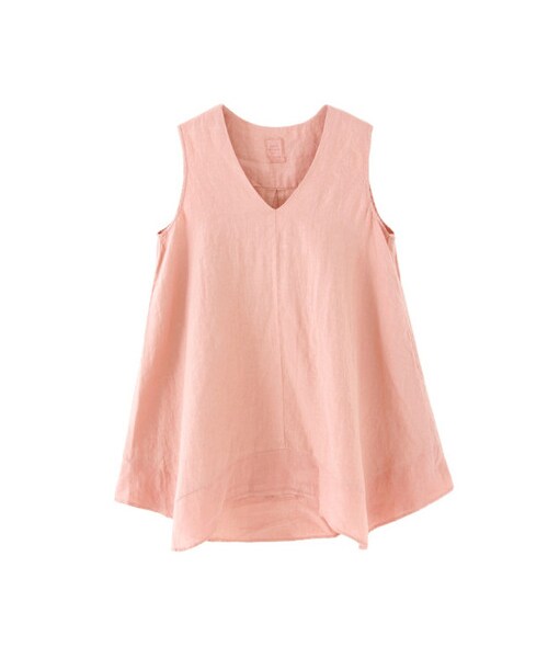 URBAN RESEARCH DOORS（アーバンリサーチドアーズ）の「リネン切替ノースリーブブラウス（トップス・レディース・ピンクベージュ/シロ/ダークネイビー・one）」の3枚目の写真