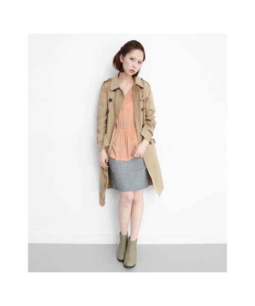 KBF（ケイビーエフ）の「トレンチコート（ジャケット/アウター・レディース・ネイビー/カーキ/ベージュ・one）」の4枚目の写真