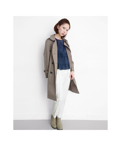 KBF（ケイビーエフ）の「トレンチコート（ジャケット/アウター・レディース・ネイビー/カーキ/ベージュ・one）」の5枚目の写真