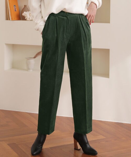 DHOLIC（ディーホリック）の「コーデュロイワイドタックパンツ（その他パンツ・レディース・ベージュ/グリーン/ブラウン・FREE）」の3枚目の写真