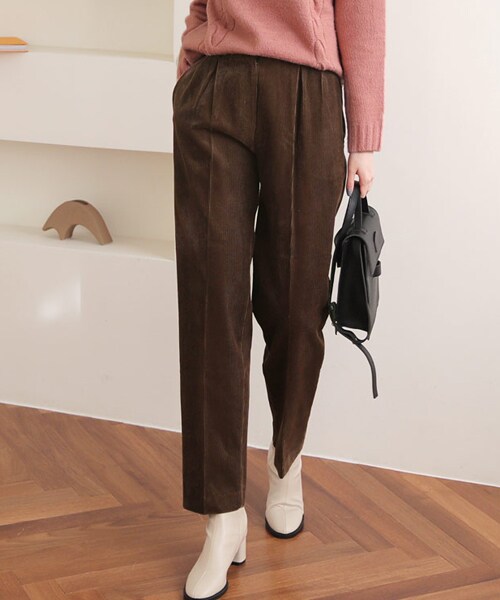 DHOLIC（ディーホリック）の「コーデュロイワイドタックパンツ（その他パンツ・レディース・ベージュ/グリーン/ブラウン・FREE）」の2枚目の写真