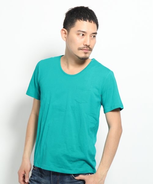 GLOBAL WORK（グローバルワーク）の「スーピマテンジクＵネックＴ（トップス・メンズ・ブルー85/ホワイト05/ブラック09/グリーン72/グレー15・Ｌ/Ｍ/Ｓ/ＸＬ）」の4枚目の写真