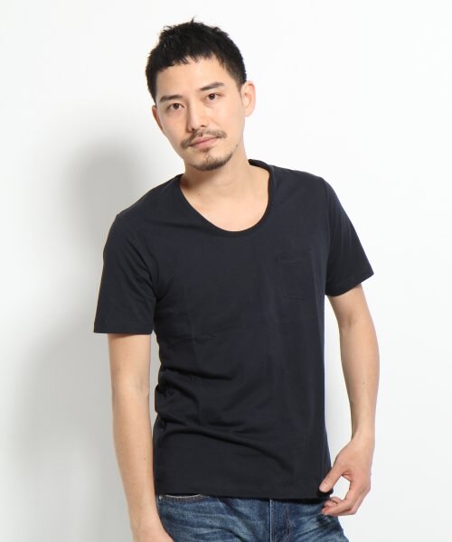 GLOBAL WORK（グローバルワーク）の「スーピマテンジクＵネックＴ（トップス・メンズ・ブルー85/ホワイト05/ブラック09/グリーン72/グレー15・Ｌ/Ｍ/Ｓ/ＸＬ）」の2枚目の写真