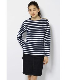 SLOBE IENA - ルミノア LE MINOR ボートネック ショルダーボタン カットソー 七分袖 SLOBE IENA】 ルミノア ボートネック ショルダーボタン