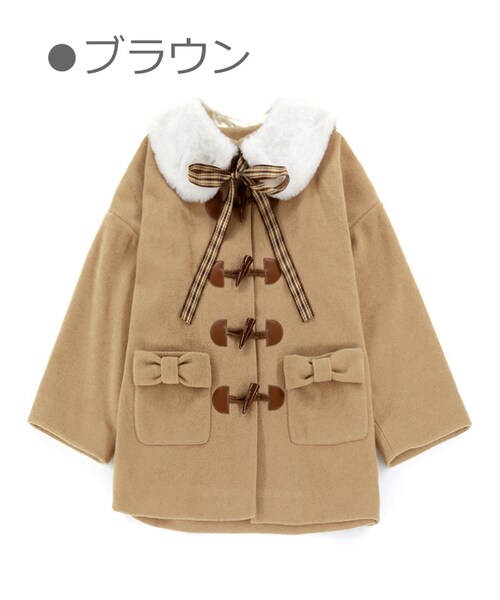 Bobon21（ボボンニジュウイチ）の「ファー襟付きドーリーダッフルコート-全3色-（ピーコート・レディース・ホワイト/ブラウン/ピンク・S/M）」の2枚目の写真