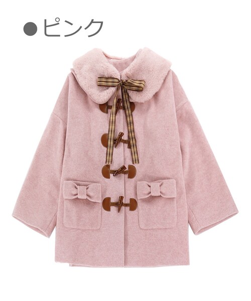 Bobon21（ボボンニジュウイチ）の「ファー襟付きドーリーダッフルコート-全3色-（ピーコート・レディース・ホワイト/ブラウン/ピンク・S/M）」の3枚目の写真