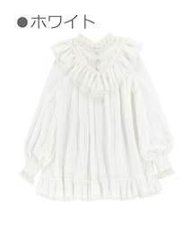 Bobon21 | 華やかレースフリルチュニックトップス-全２色-(シャツ/ブラウス)