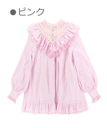 Bobon21 | 華やかレースフリルチュニックトップス-全２色-(シャツ/ブラウス)