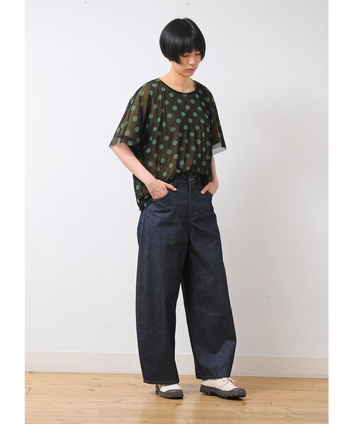 Ne-net(ネネット)の「ネ・ネット / SP Wrangler BOTTOM / パンツ(パンツ・レディース・off white 01○02○/navy 01○02○・サイズ,ウエスト,ヒップ,股上,股下,腿幅,裾幅,01,72,92,32.5,66,35,26,02,75,98,33,69,35.5,26,)」の11枚目の写真