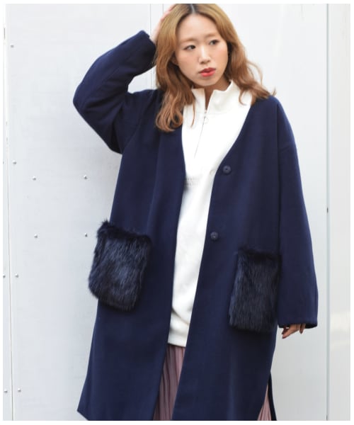 w closet（ダブルクローゼット）の「エコウールノーカラーファー