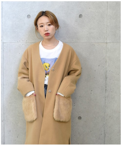 w closet（ダブルクローゼット）の「エコウールノーカラーファー