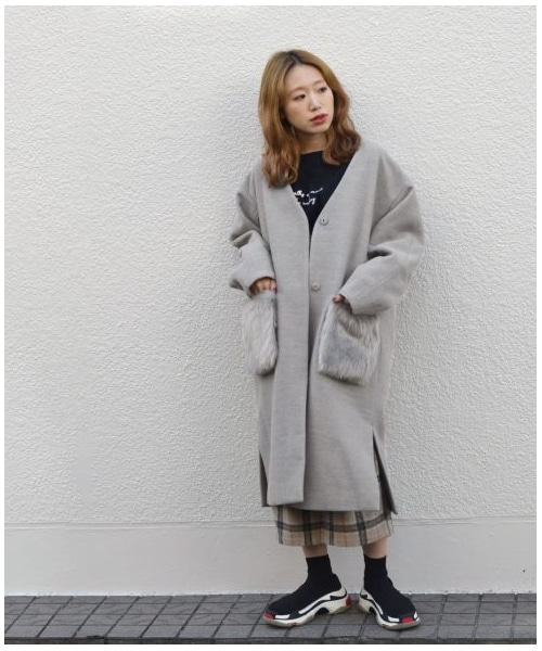 w closet（ダブルクローゼット）の「エコウールノーカラーファー