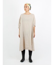 希少•完売品【リネン100%／刺繍ロゴ】45R／馬比古•オーバーサイズワンピース 45R（フォーティファイブアール）の「いろいろ素材の馬比古