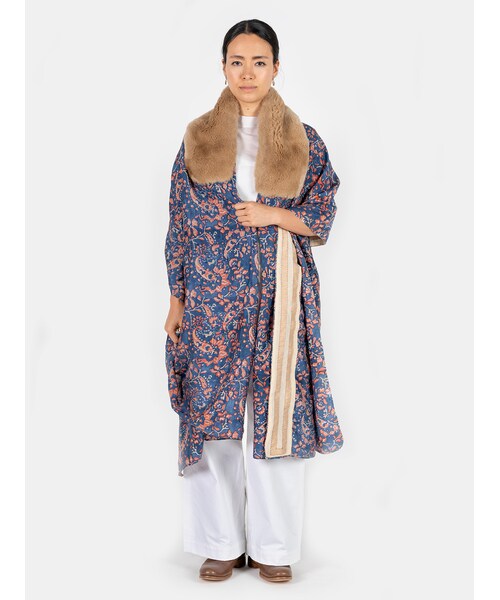 45R シルクのブロックプリントストール ストール ショール ポンチョ 羽織 45R（フォーティファイブアール）の「シルクのブロックプリント