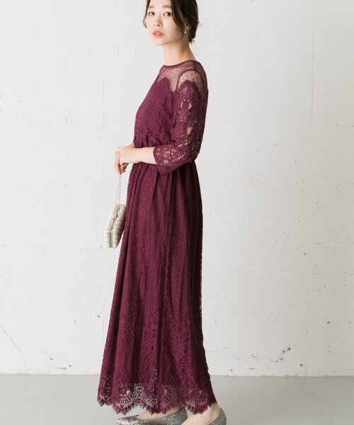 Chaco（チャコ）の「Chaco ドットチュール×パネルレースドレス（ワンピース/ドレス・レディース・D/GREEN/BLUEGRAY/BLACK/WINERED・FREE）」の9枚目の写真