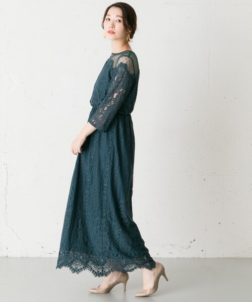 Chaco（チャコ）の「Chaco ドットチュール×パネルレースドレス（ワンピース/ドレス・レディース・D/GREEN/BLUEGRAY/BLACK/WINERED・FREE）」の13枚目の写真
