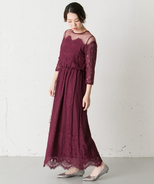 Chaco（チャコ）の「Chaco ドットチュール×パネルレースドレス（ワンピース/ドレス・レディース・D/GREEN/BLUEGRAY/BLACK/WINERED・FREE）」の11枚目の写真