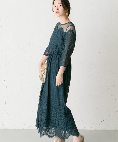 Chaco（チャコ）の「Chaco ドットチュール×パネルレースドレス（ワンピース/ドレス・レディース・D/GREEN/BLUEGRAY/BLACK/WINERED・FREE）」の16枚目の写真