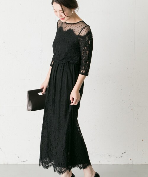 Chaco（チャコ）の「Chaco ドットチュール×パネルレースドレス（ワンピース/ドレス・レディース・D/GREEN/BLUEGRAY/BLACK/WINERED・FREE）」の4枚目の写真