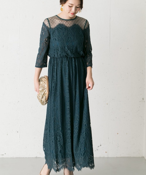 Chaco（チャコ）の「Chaco ドットチュール×パネルレースドレス（ワンピース/ドレス・レディース・D/GREEN/BLUEGRAY/BLACK/WINERED・FREE）」の14枚目の写真