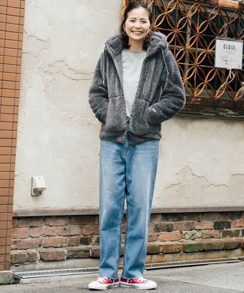 【すーさん☆】Champion 別注シェルパフリースハイジップパーカー Champion（チャンピオン）の「Champion 別注シェルパフリースハイ