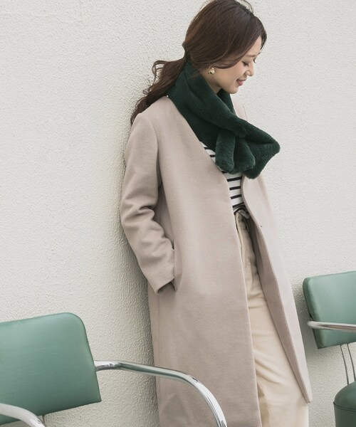 URBAN RESEARCH DOORS（アーバンリサーチドアーズ）の「ウール2WAYフードコート（ジャケット/アウター・レディース・NAVY/GREGE/LIGHT BEIGE/CAMEL・one）」の3枚目の写真