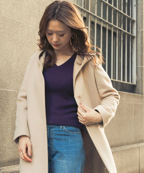 URBAN RESEARCH DOORS（アーバンリサーチドアーズ）の「ウール2WAYフードコート（ジャケット/アウター・レディース・NAVY/GREGE/LIGHT BEIGE/CAMEL・one）」の6枚目の写真