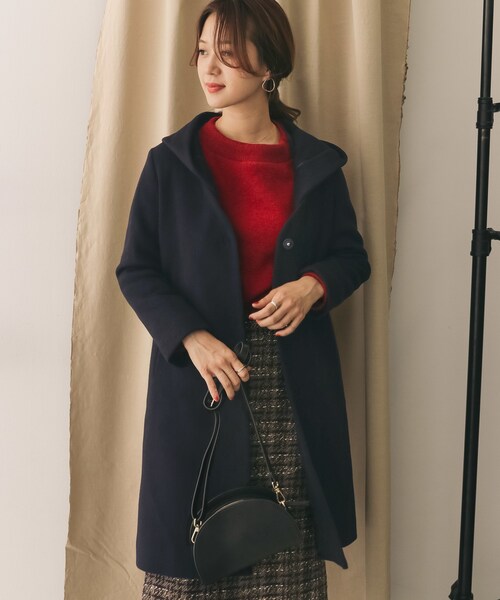 URBAN RESEARCH DOORS（アーバンリサーチドアーズ）の「ウール2WAYフードコート（ジャケット/アウター・レディース・NAVY/GREGE/LIGHT BEIGE/CAMEL・one）」の2枚目の写真