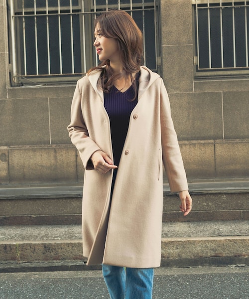 URBAN RESEARCH DOORS（アーバンリサーチドアーズ）の「ウール2WAYフードコート（ジャケット/アウター・レディース・NAVY/GREGE/LIGHT BEIGE/CAMEL・one）」の5枚目の写真